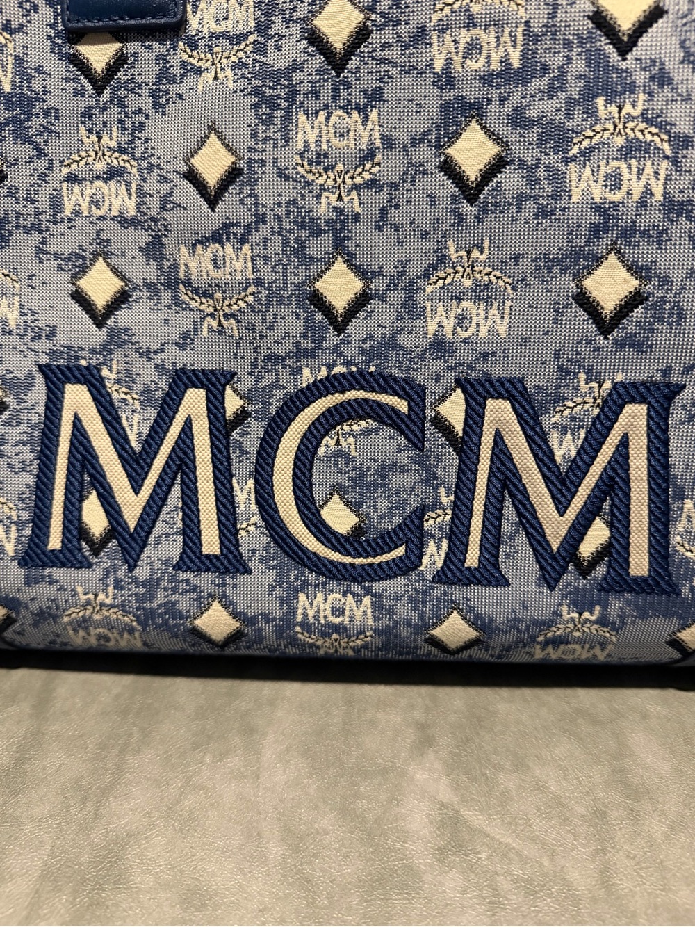 MCM Jacquard Monogram Munchen Extra Large Tote Bag with Pouch & Shoulder Strap - Picture 16 of 16